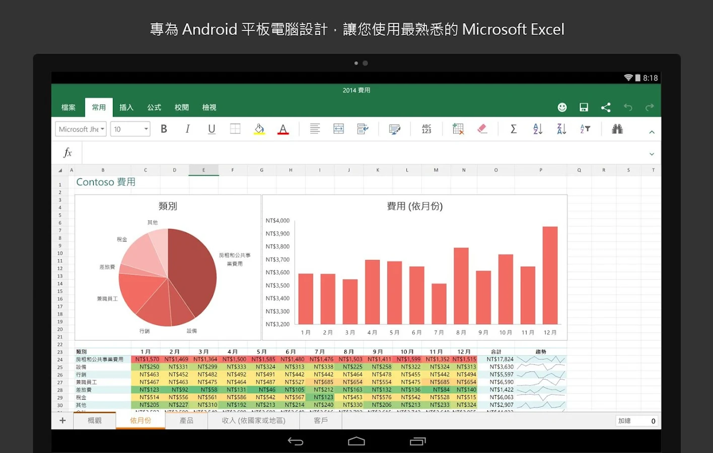 平板電腦版 Microsoft Excel - screenshot