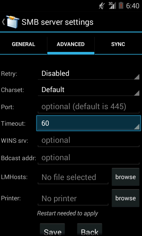    AndSMB (samba client)- screenshot  