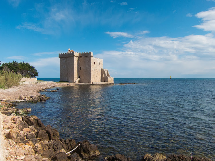 The fortified monastery of Abbey Lérins on Île Saint-Honorat, about a mile off shore from Cannes in the French Riviera.