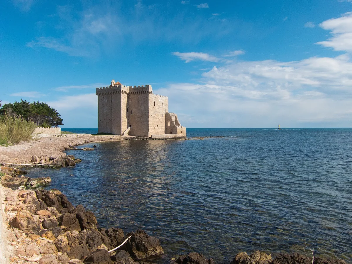 Abbey-Lerins-Cannes-France - The fortified monastery of Abbey Lérins on Île Saint-Honorat, about a mile off shore from Cannes in the French Riviera.