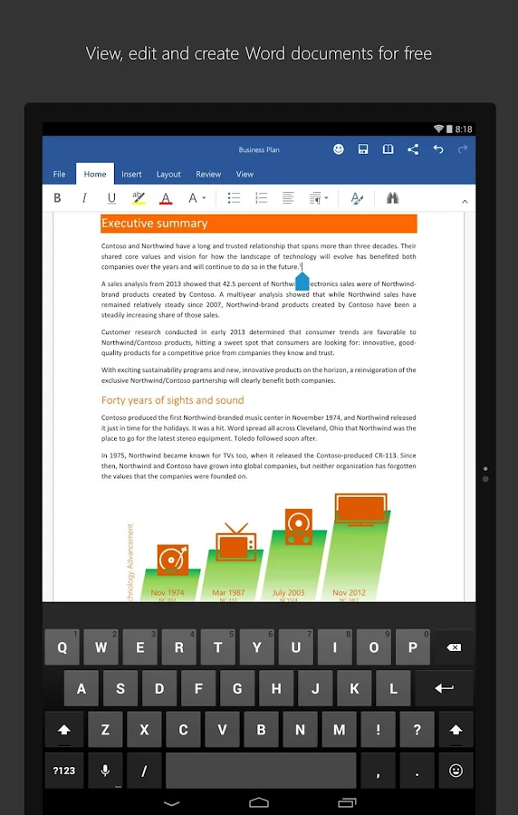 Microsoft Word for Tablet - screenshot