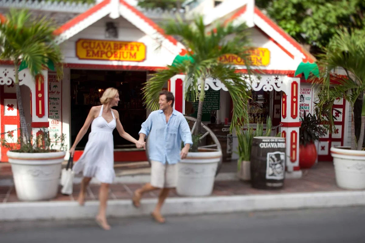shop-front-Street-St-Maarten - Shopping on Front Street in Philipsburg, St. Maarten.