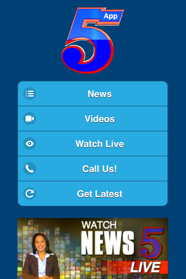 Channel 5 Belize Mobile App Screen 1