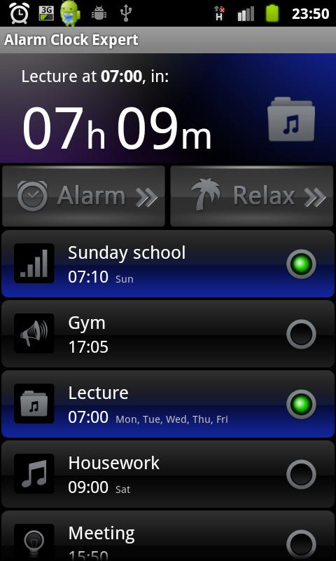 Android application Alarm Clock Expert Full screenshort