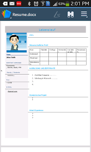 Android application Lebenslauf / Resume -German screenshot