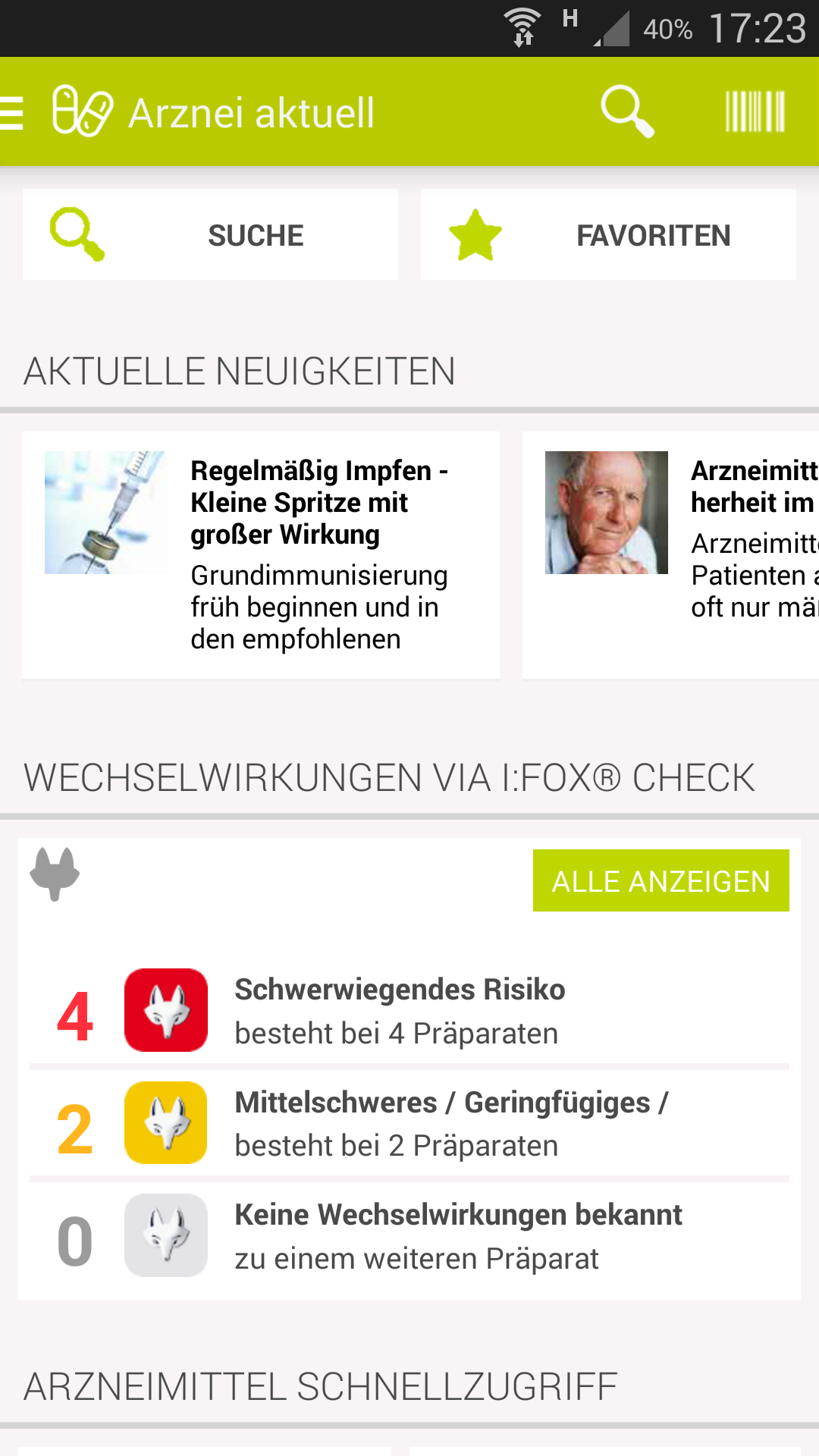Android application Arznei aktuell screenshort