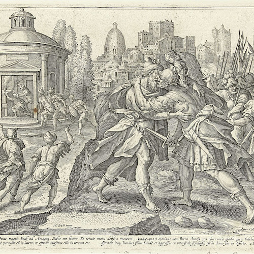 Joab vermoordt Amasa het vijfde Gebod, Adriaen Collaert, after Maerten