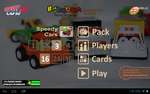 Speedy Cars memory game