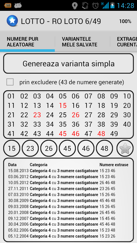 RO LOTO 6/49 - 100 variante Screen 1