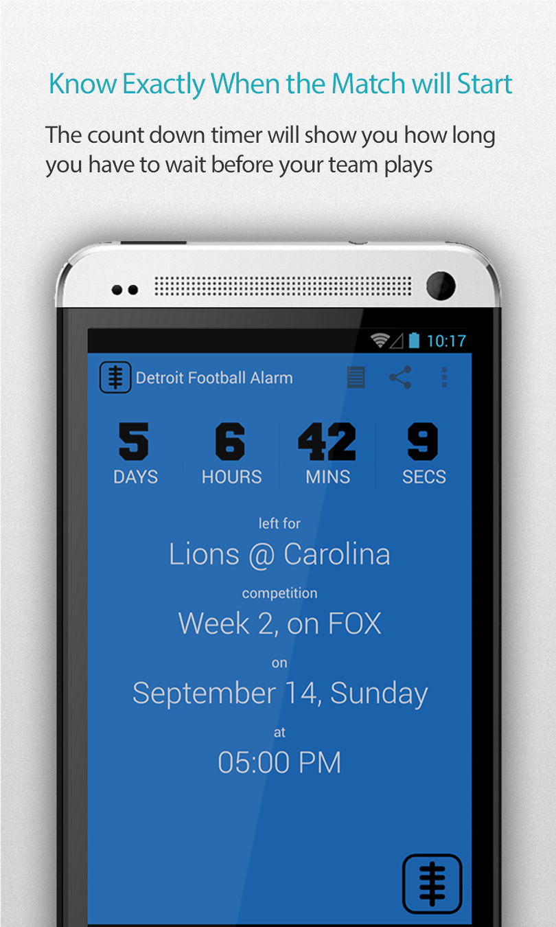 Android application Detroit Football Alarm Pro screenshort