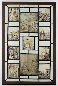 Paneel waarin elf geschilderde ruiten