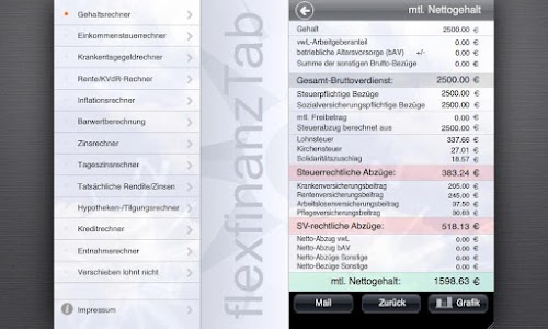 Android application flexfinanz12Tab screenshort
