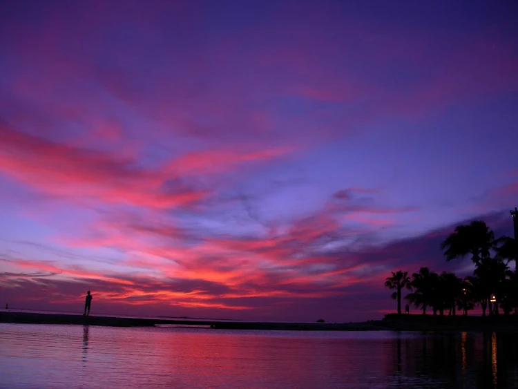 A pink, orange and lavender sunset on Aruba.