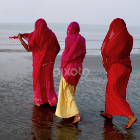 on the way to the holy bath at gangasagar by Maadhabi Bhattacharyya - People Group/Corporate