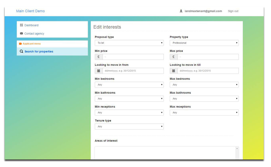 Applicant Online Account blank