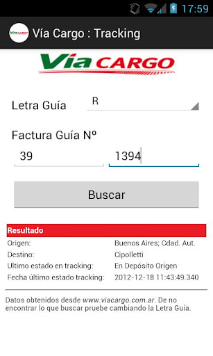 Vía Cargo : Tracking