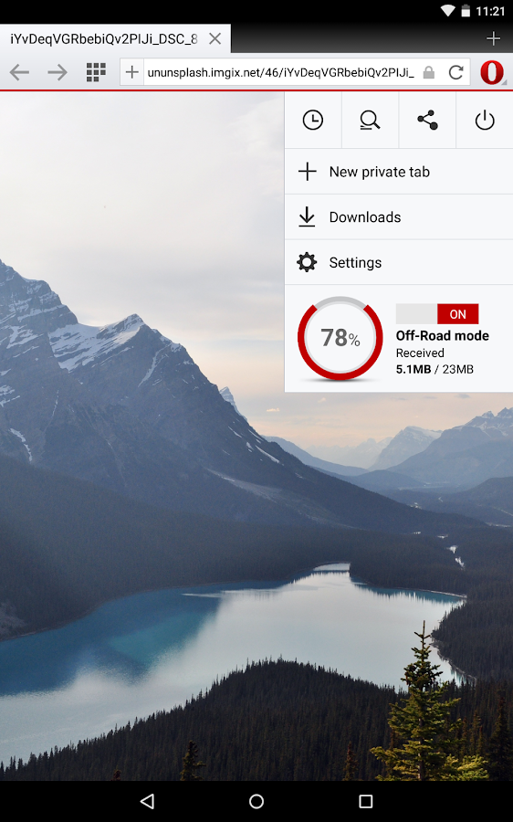 Browser Opera untuk Android - screenshot