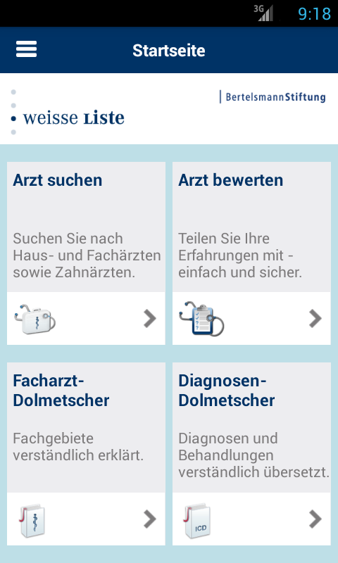 Android application Weisse Liste Arztsuche screenshort