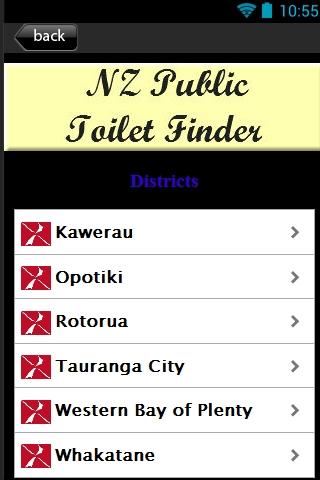 NZ Public Toilet Finder. Screen 2