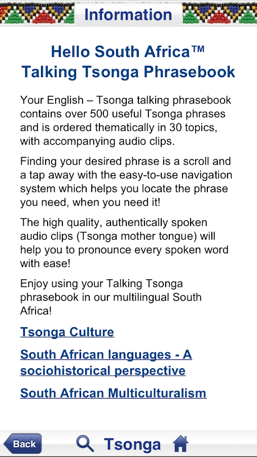   Tsonga Audio Phrasebook – screenshot 