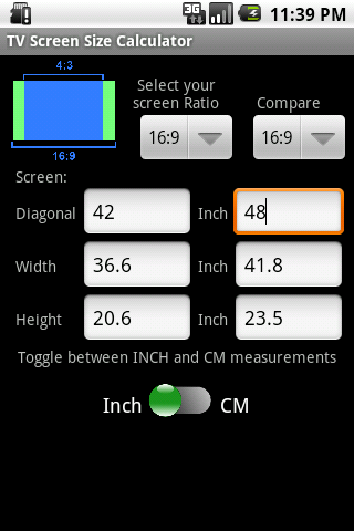 TV Screen Size Calculator - Android Apps on Google Play