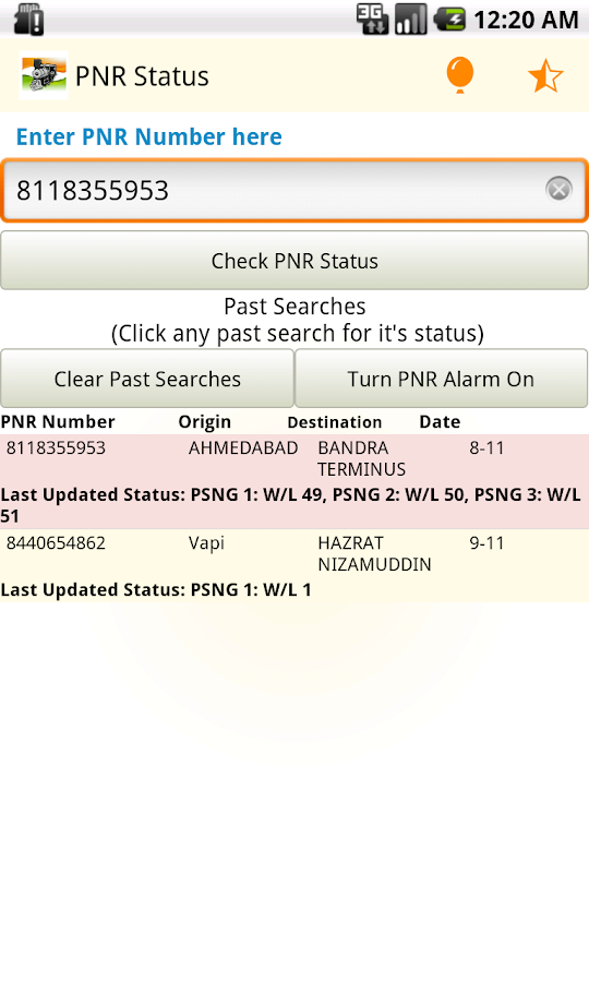Indian Rail IRCTC PNR - Disha - screenshot