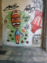 Man with Flower Pot Graffiti