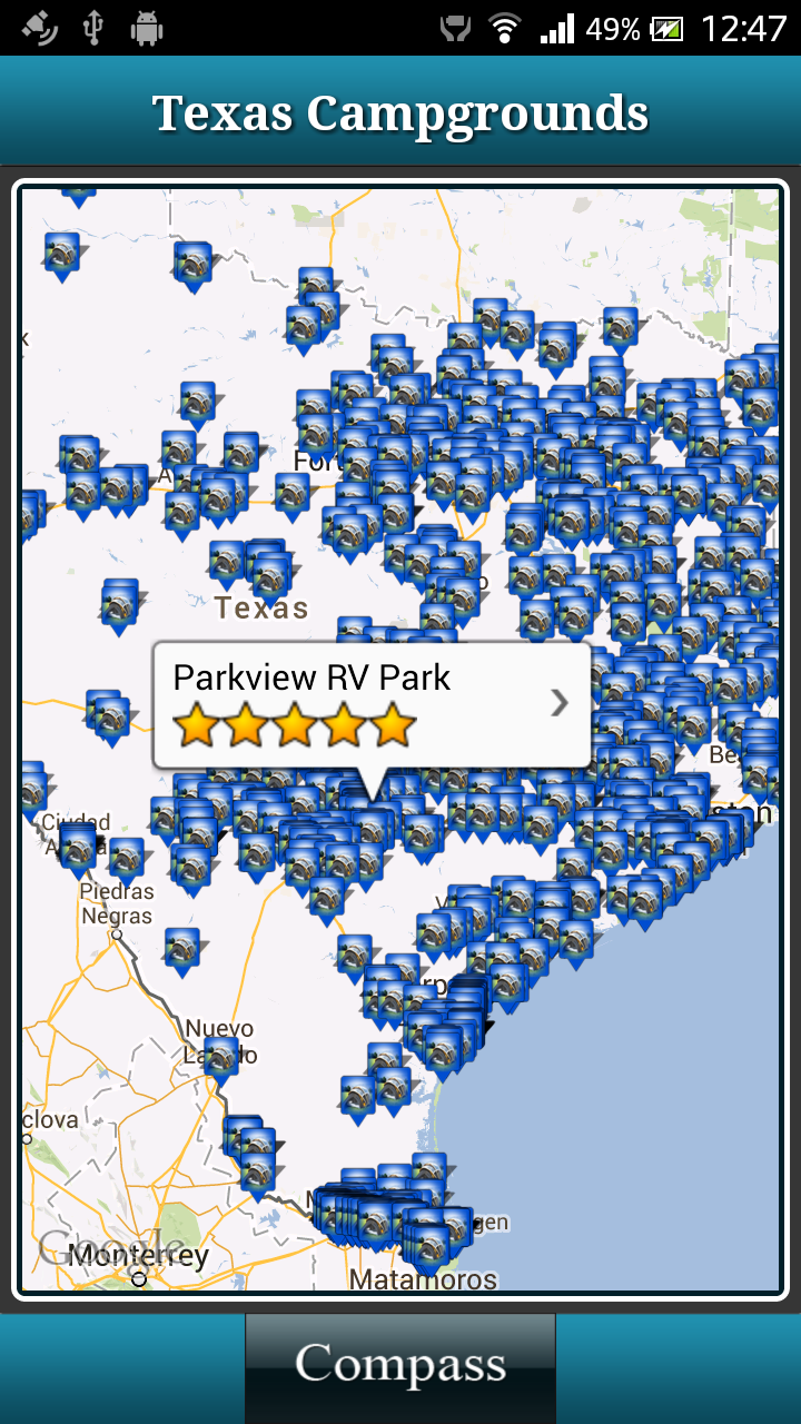 Texas Campgrounds Screen 1