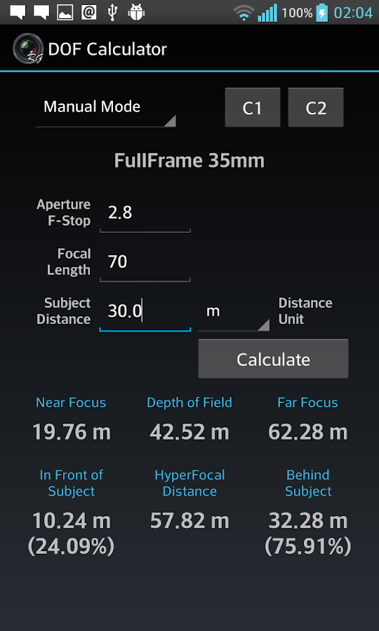 DOF Calculator Android Apps on Google Play