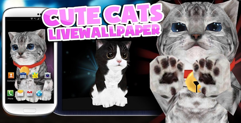 Fluffy Cat Pet 3D HD lwp Screen 1