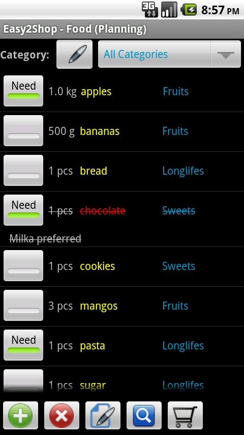 Android application Easy2Shop screenshort