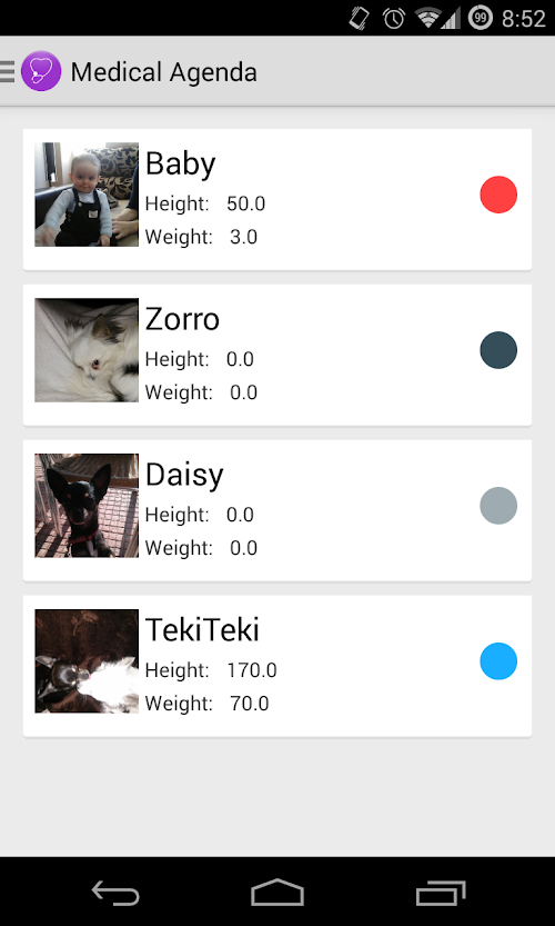 Android application Medical Agenda screenshort