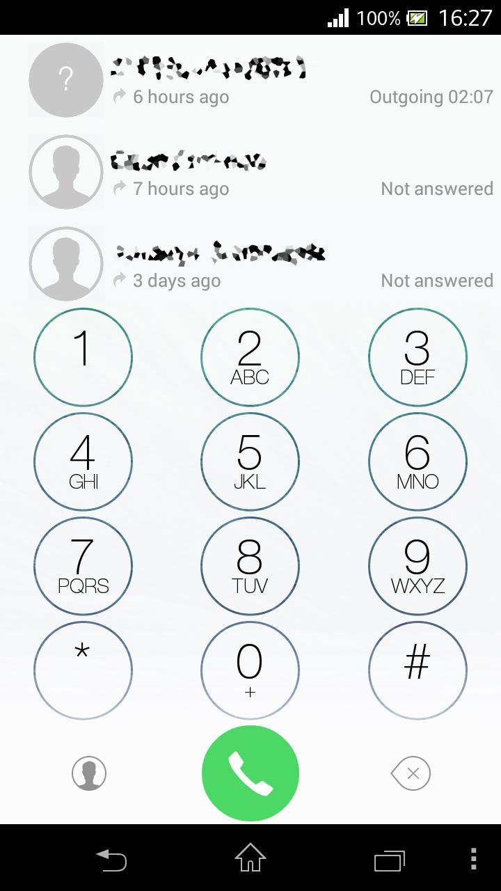 exDialer i7.1 Light theme Screen 1