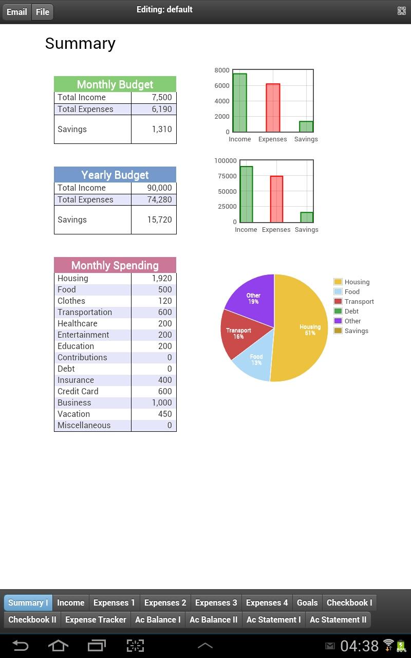 Monthly Budget App Screen 1