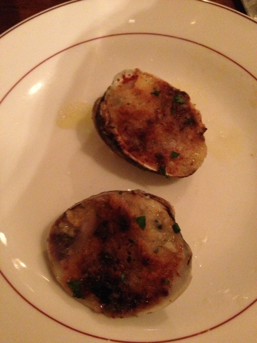 One gf clam on my app plate. So yummy!  Just like gluten-filled baked clams.