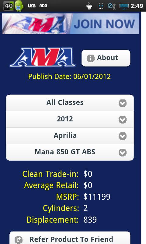 AMA Cycle Values Screen 2