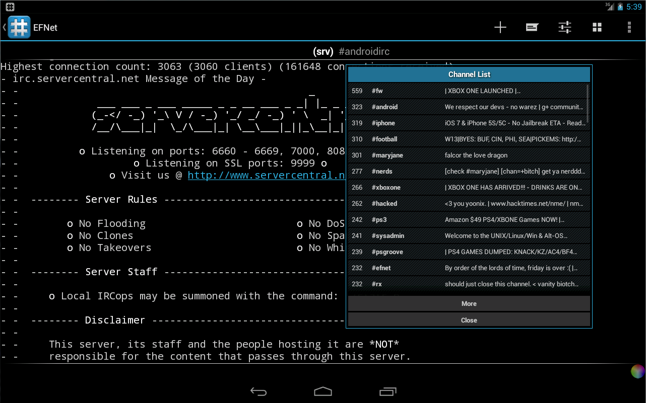    IRC for Android ™- screenshot  