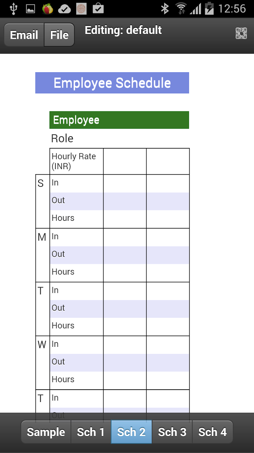 Employees Schedule Screen 2