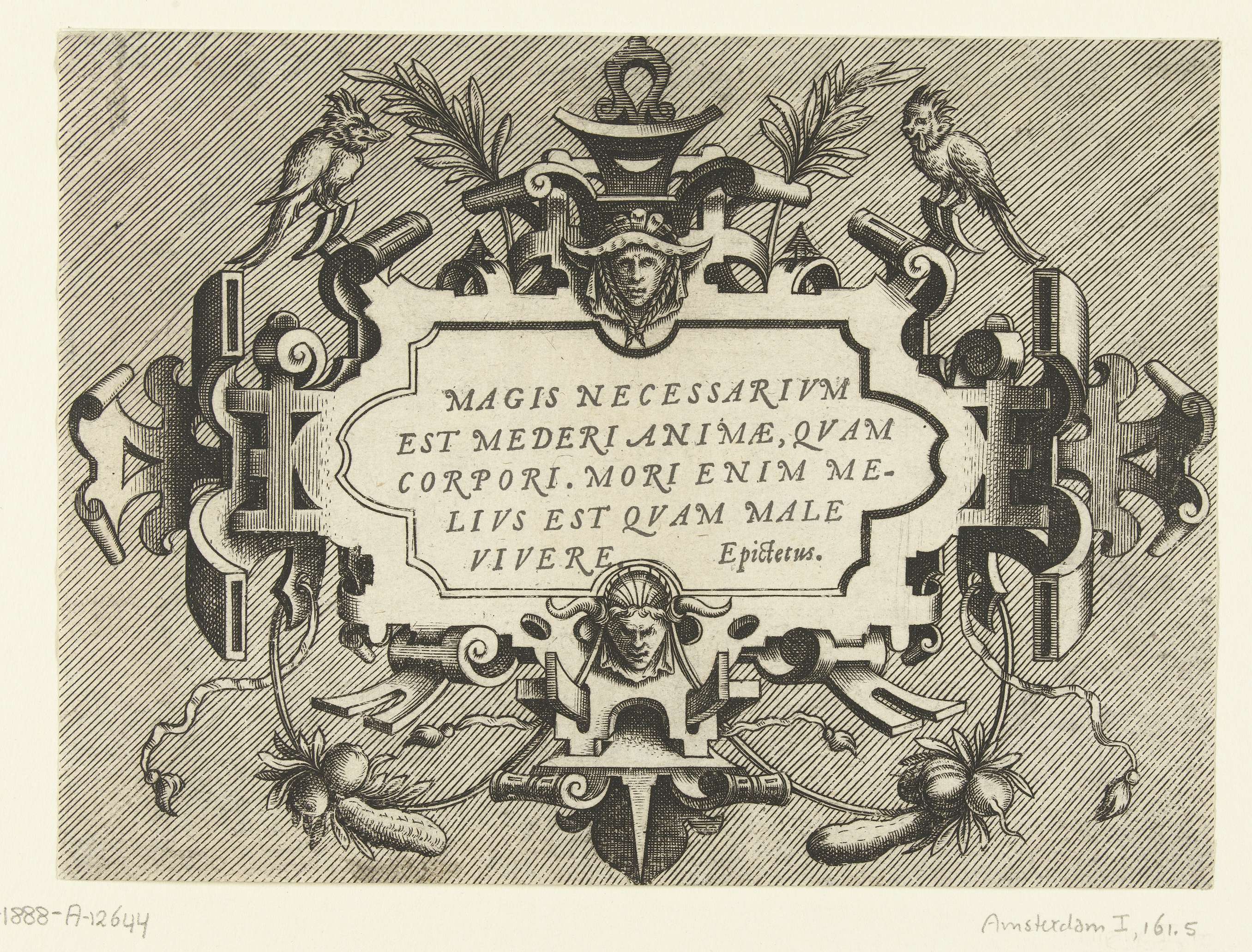 Cartouche met een citaat van Epictetus
