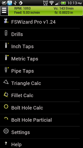 FSWizard Pro Speed Feed Calc