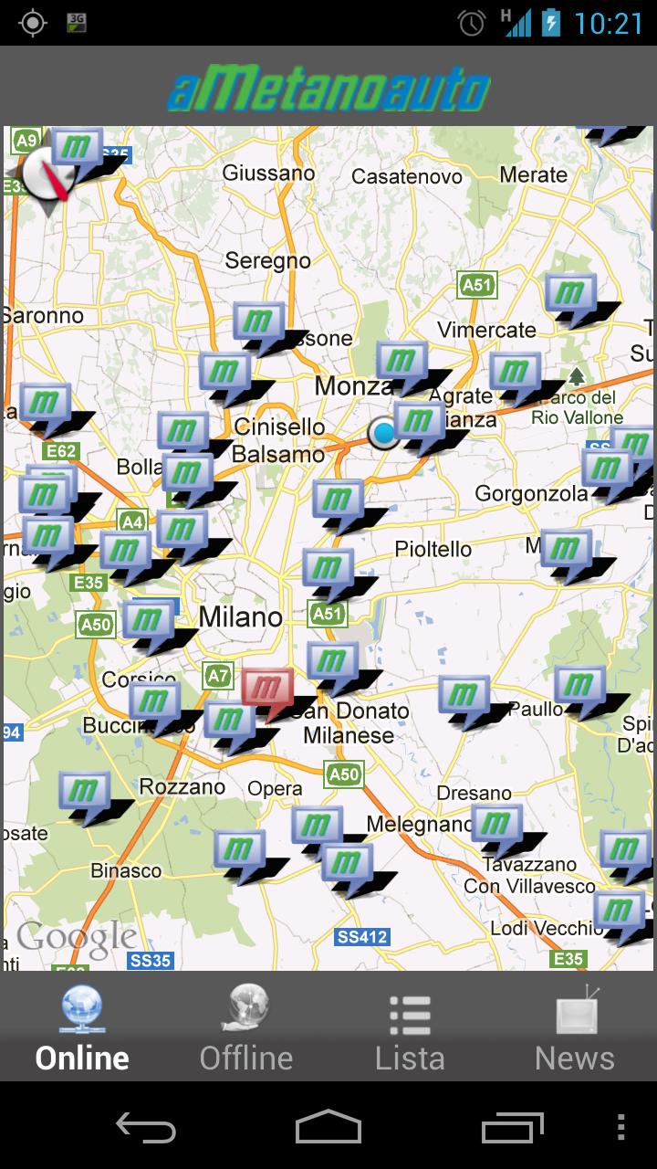 Android application aMetanoauto screenshort