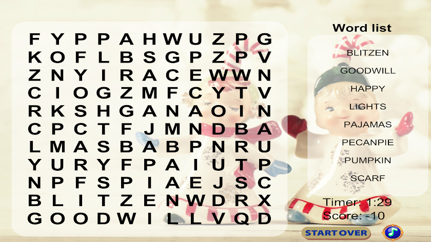 Holiday Word Search Screen 3
