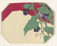 Aubergineplant en de berg Fuji