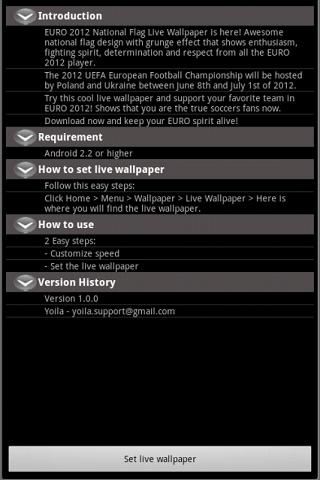 EURO England Live Wallpaper Screen 3