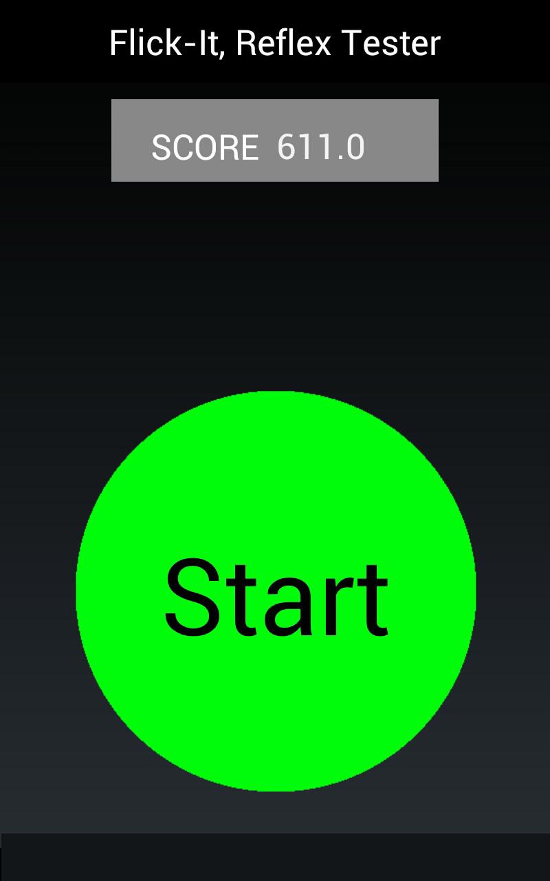 Flick-It, Reflex Tester Screen 1