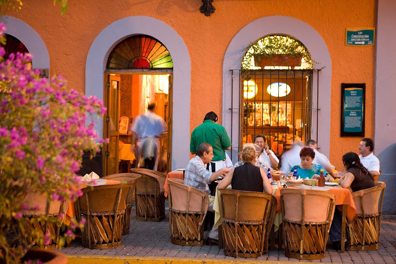 Dining in the Plaza Machado in Mazatlan.