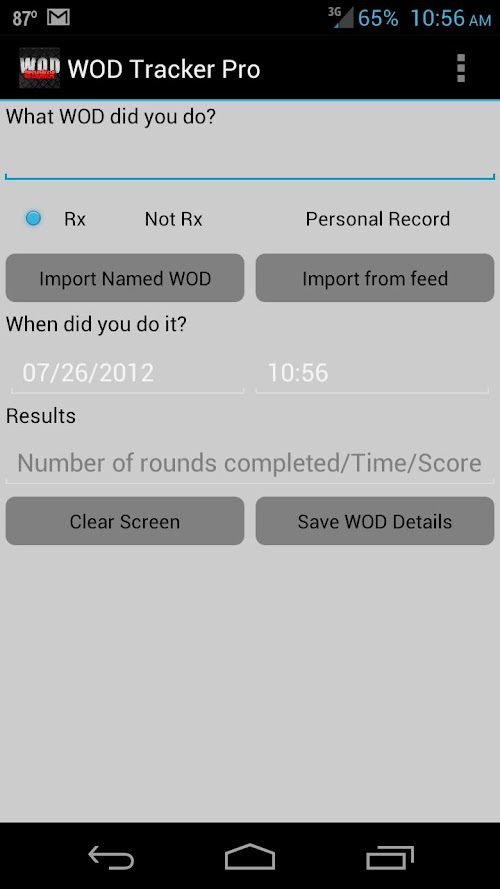 Android application WOD Tracker Pro screenshort