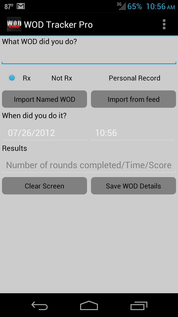 WOD Tracker Pro Screen 1