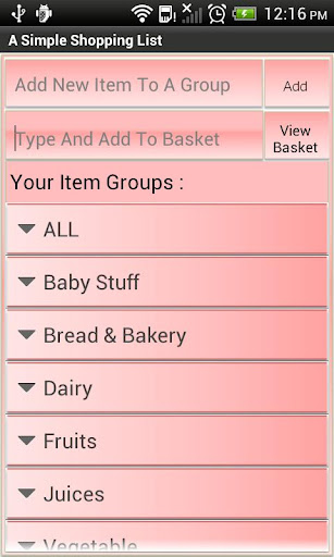 A Simple Shopping List Basket