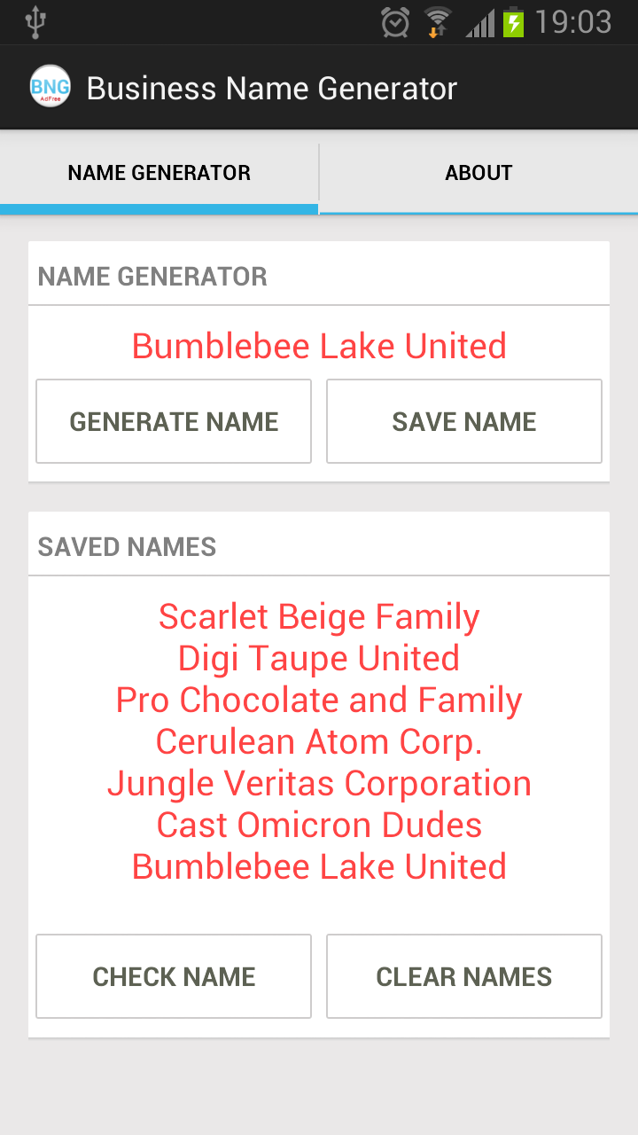 Business Name Generator Adfree Screen 2